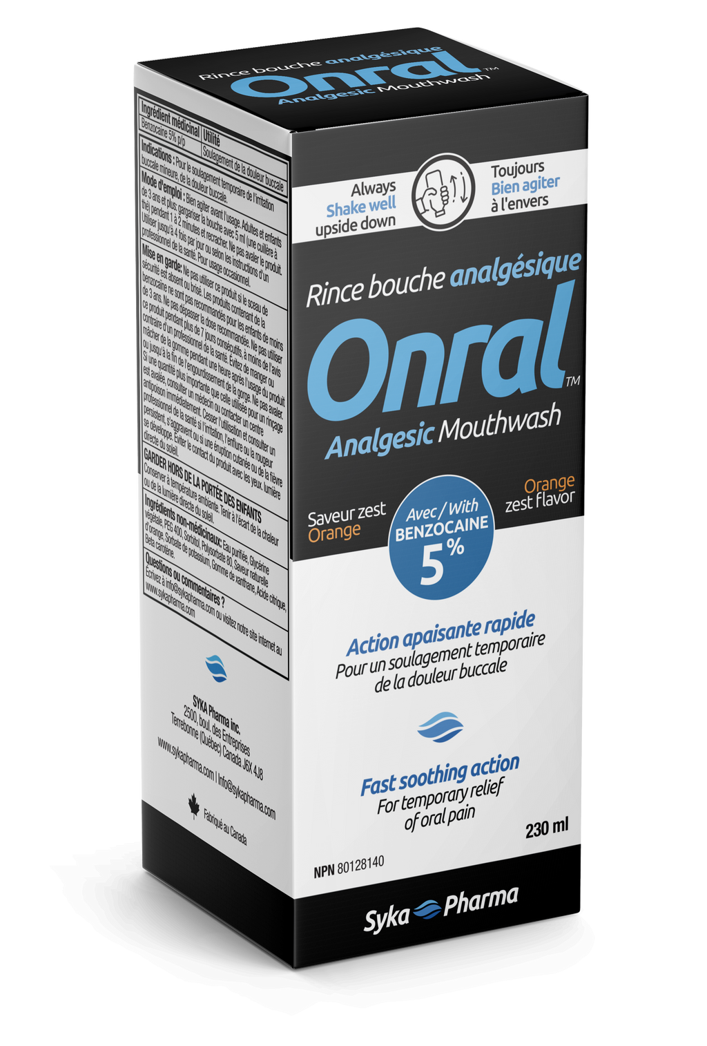 Onral™ Rince-bouche analgésique – Benzocaïne 5 % – 230 ml