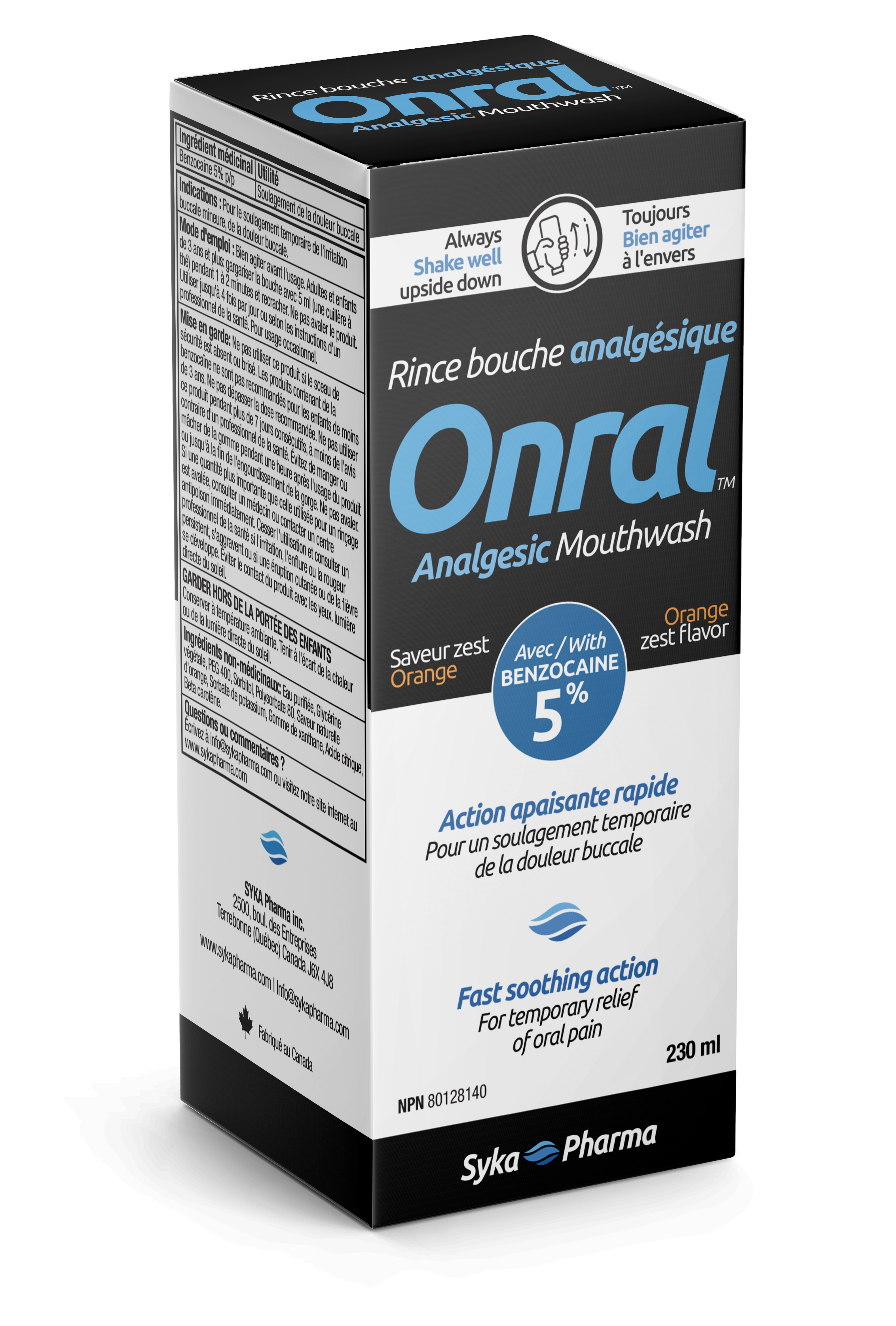 Onral™ Rince-bouche analgésique – Benzocaïne 5 % – 230 ml