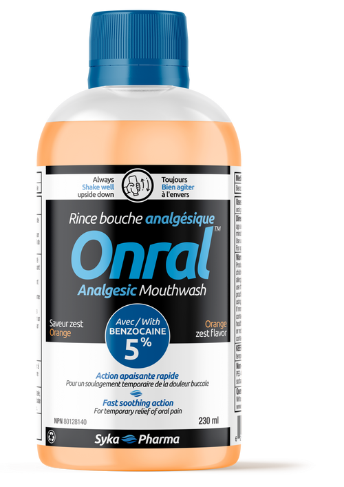 Onral™ Rince-bouche analgésique – Benzocaïne 5 % – 230 ml